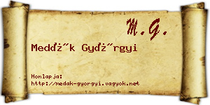 Medák Györgyi névjegykártya