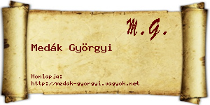 Medák Györgyi névjegykártya